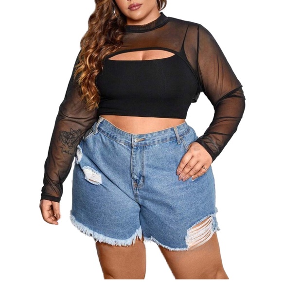 Tops - PLUS Mesh Crop 🖤